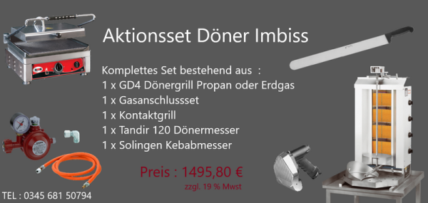 Aktionsset Potis Dönergrill & Gyrosgrill + Dönerladen Ausstattung